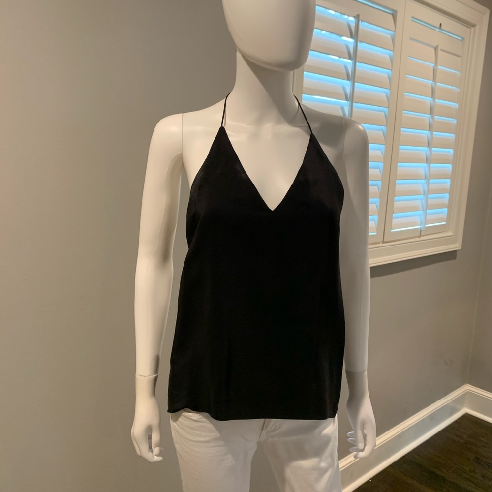Amanda Uprichard Silk Rhinestone T-Back Top